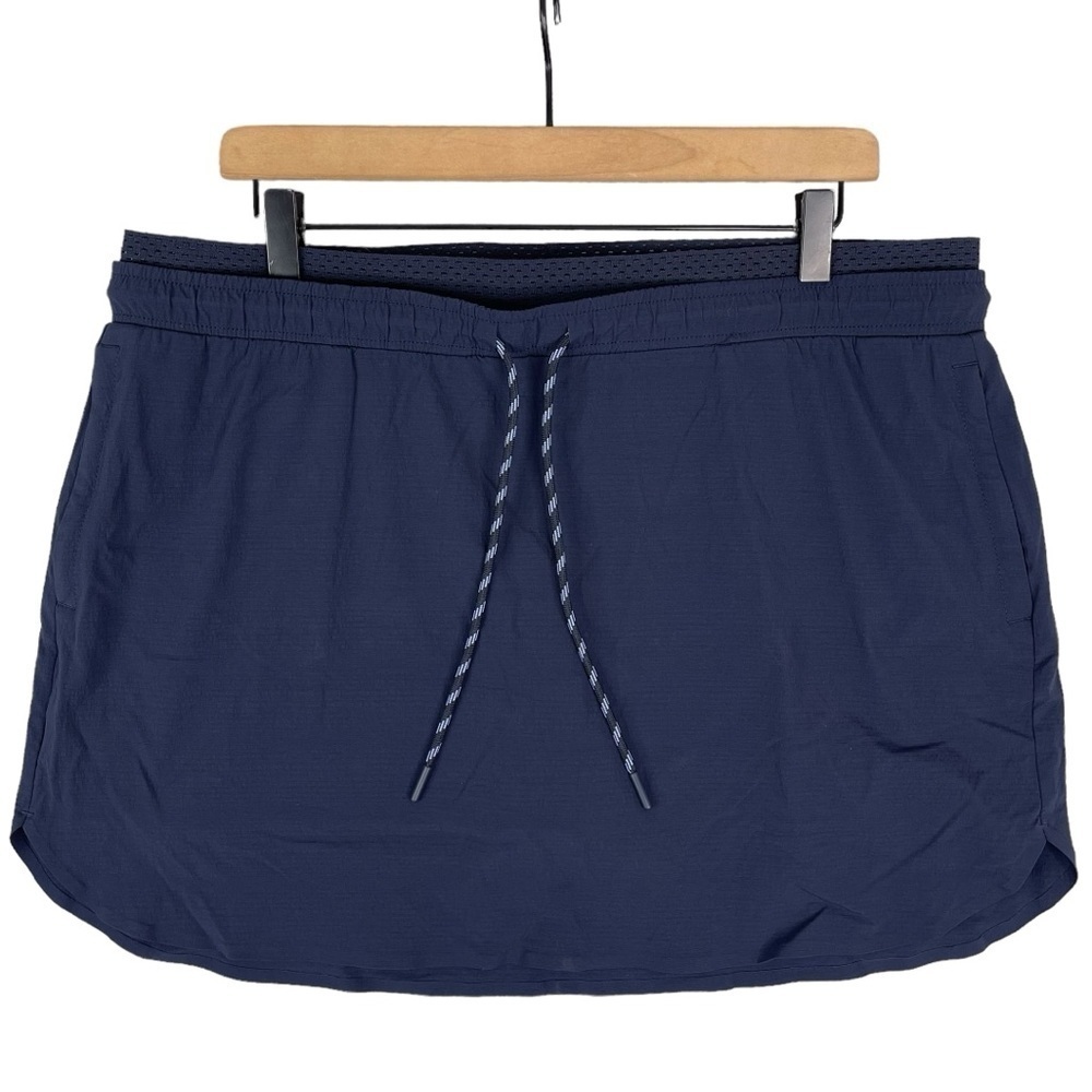 Athleta Crest Skort 16 Navy Ripstop High Rise Elastic Waist Pull On Stretch